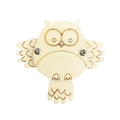 Wooden owl-shaped busy board DIY accessory with movable wings in natural wood finish - Movable Wing Owl