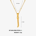 Golden stainless steel necklace with textured bar pendant and 40+5cm twisted chain - Letter J