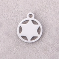 Pendentif rond en acier inoxydable argenté avec étoile hexagramme pour bijoux DIY - DY834-1 Couleur Acier Étoile