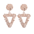 Classic hammered triangle earrings in rose gold finish with round studs for women - Rose Gold Triangle Earrings