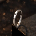 Minimalist S925 silver Gemini constellation ring with a polished oval signet face - Adjustable Open / Gemini