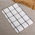 Servilleta de algodón blanco estilo japonés con patrón de cuadros azul oscuro - Cuadros / 60*40cm