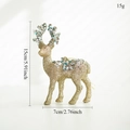 Golden glitter reindeer Christmas ornament with size specs, 15cm height with sequins - Champagne Glitter
