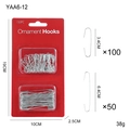 150PC S-shaped metal ornament hooks set with 3.4CM and 6.4CM sizes for Christmas tree decor - 150pcs / Silver