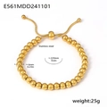 Dettaglio del bracciale a sfere in acciaio dorato da 6mm con chiusura a scorrimento e dimensioni - Diametro perla 6mm / Braccialetto Oro (E561)