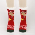 Chaussettes de Noël rouges doublées avec motif d'élan et bordure en polaire blanche - Taille unique / Tête de Cerf Étoile