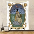 Dettaglio dell'arazzo tarocchi Vergine a parete con luci soffuse e decorazioni - Vergine (GT220616) / 73X95CM (Spazzolato Transfrontaliero)