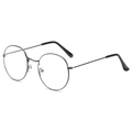 Montura de gafas redonda retro en metal gris bronce con terminales negros - Montura Gunmetal