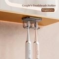 Elegant Gray wall-mounted magnetic toothbrush holder for two people with inverted cups - Double Person Toothbrush Holder (Elegant Gray)