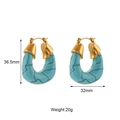 U-shaped gold stainless steel earrings with turquoise resin marble patterns 36.5mm - Chunky Acrylic U-Shaped Hoop Earrings - Turquoise