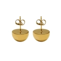 Pendientes minimalistas de semiesfera dorada pulida con acabado de espejo liso para mujer - 10mm / Dorado