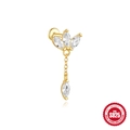 Elegant gold S925 sterling silver stud earring with white zircon crown dangle - Crown Drop Gold (#7)