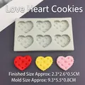 Detail of 6-cavity heart silicone mold for DIY baking with textured heart cookies - Heart Biscuit / Gray