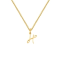 Gold stainless steel box chain necklace featuring a cursive letter H heart pendant - Letter H (XL-82-4)