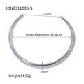 Minimalist silver stainless steel choker collar with dimensions and product specifications - Silver (JDN2311005-S)