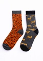 Detailed view of leopard and cheetah print cotton socks with flat toe seam design - One Size / Leopard Cheetah