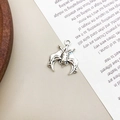 Vintage silver-tone bat charm pendant for DIY Halloween jewelry making projects - 17x19mm / Bat