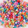 Colorful polymer clay alphabet beads for DIY jewelry making featuring round flat discs - Alphabet