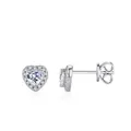 Pendientes MODIAN de corazón en plata S925 con moissanita color D y halo de brillantes - Estilo Halo Corazón