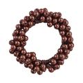 Close-up of elastic brown beaded hair tie with pearls on a clean white background - 13# Brown Pearl Hair Tie