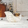 Décoration de traîneau de Noël doré et blanc en peluche avec paillettes (29cm de haut) - Petit traîneau or et blanc