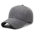 Classic grey cotton baseball cap with vintage washed texture and curved brim - Adjustable / Gray