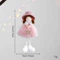 Plush Christmas angel girl ornament with pink dress, size 16x9cm and 11g weight details - Pink