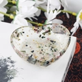 Heart-shaped crystal resin tray with colorful natural stones and gold foil flakes - 20 Tourmaline + Gold Foil