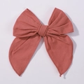 4.5-inch dusty pink linen bow hair clip for girls with textured fabric and layers - Brick Red (2832-180)