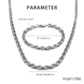 Polished stainless steel 6mm sailor chain necklace and bracelet set with lobster clasp - 6mm Pig Nose Link Set