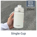 Portable 350ml matte white stainless steel vacuum flask in short style for daily use - White (Small White Vacuum Cup)