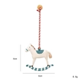 Nordic Christmas rocking horse ornament in cream white with blue dots, size 6x6cm - Blue Pony