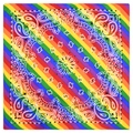 Rainbow striped paisley bandana with vibrant colorful patterns in a flat lay view - Rainbow Paisley Print (04)