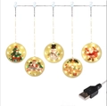 Christmas LED ball curtain lights with snowman and Santa patterns for indoor decor - 5-String USB Constant Mode / Warm White