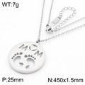 Polished silver MOM letter necklace with baby footprint pendant and size dimensions - Necklace (KN284182-KLX) / Steel