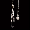 Halsketting met natuurlijke zwarte zeshoekige kristallen hanger en zilveren ketting yoga - Trompetbloem Zeshoekige Kolom / Obsidiaan