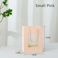 Pink small gift bag with window and silver handles, 24x18x13cm size for flower gifts - Small (18x14x25cm) / Pink