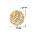 6mm gold-plated micro-pave cubic zirconia round spacer bead with 1.5mm hole for DIY jewelry - 6mm-White Zirconia-Gold