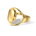 Polished gold plated geometric ring with irregular oval face and open hollow shank - Adjustable Open / Gold