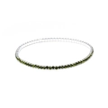 Macro shot of single row 2.0mm green crystal stretch tennis bracelet in silver finish - Silver Olive Green