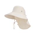 Chapeau de soleil beige avec large bord et protection de la nuque pour femmes - Poche zippée