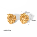 Detailed view of 18K gold plated heart earrings with 12.7mm width and 11.6mm height - Fluid Organic Heart Stud Earrings (TE6160)
