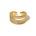 French palace style 18K gold plated multi-layer open ring with textured wave design - Adjustable Open / Multi-layer Beaded Texture Design (SR23042501G) / Gold