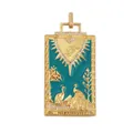 Golden tarot lovers pendant with green enamel and sparkling zircon inlay detail - M070392-Turquoise