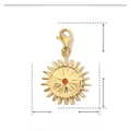 Detailed size parameters for gold sun pendant necklace in stainless steel and rhinestone - Red Zircon Sunburst-YF073