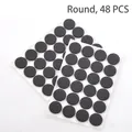 Set of 48 round black EVA foam pads with grid texture for furniture leg protection - 48 Pieces Round