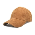 Gorra de béisbol clásica de pana marrón con textura de alta calidad y visera curva - Ajustable / Caqui