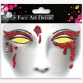 Face Art Decor set with red glitter shamrock and tear drop stickers for festive parties - Halloween Vampire Tears