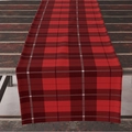 Classic red and black buffalo plaid Christmas table runner on a rustic wooden surface - 33*183cm / Red and Black Grid