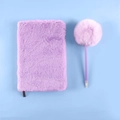 Carnet en peluche violette minimaliste et ensemble de papeterie avec stylo pompon - Violet